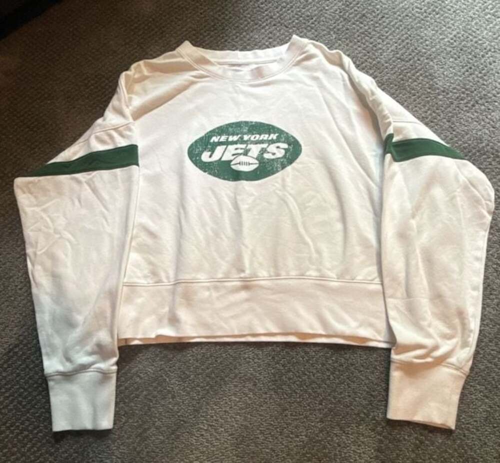 New York Jets NFL Team Apparel Women's Cropped Crewneck Sweatshirt